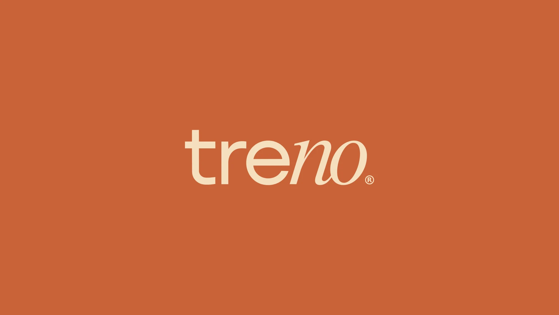 Treno wordmark on a terracotta background