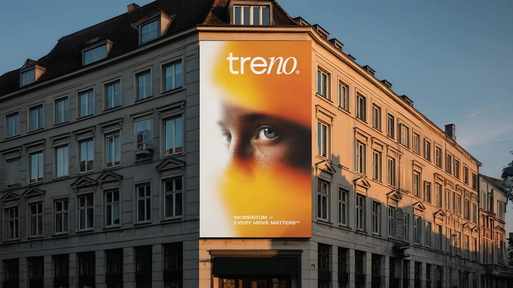 Treno campaign application on a building facade